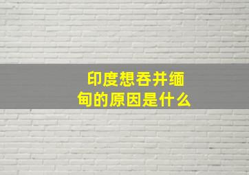 印度想吞并缅甸的原因是什么