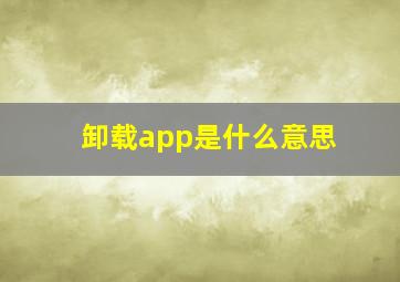 卸载app是什么意思