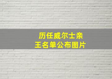 历任威尔士亲王名单公布图片