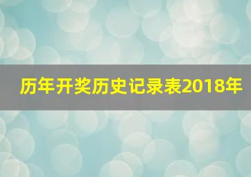 历年开奖历史记录表2018年