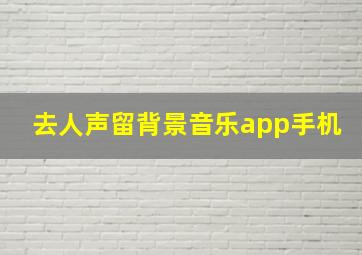 去人声留背景音乐app手机