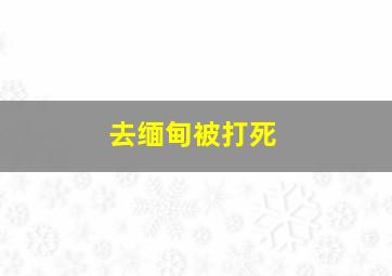 去缅甸被打死