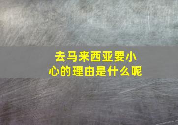 去马来西亚要小心的理由是什么呢