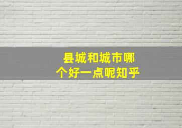 县城和城市哪个好一点呢知乎