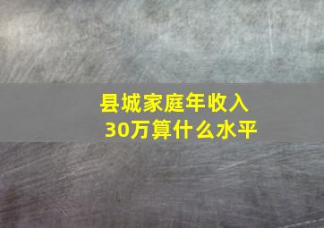 县城家庭年收入30万算什么水平