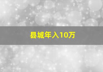 县城年入10万