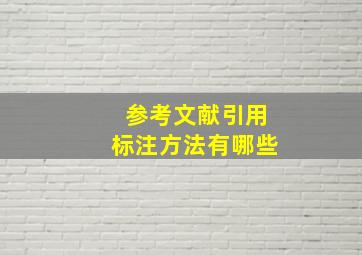 参考文献引用标注方法有哪些