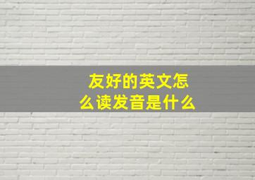 友好的英文怎么读发音是什么