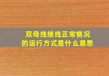 双母线接线正常情况的运行方式是什么意思