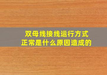 双母线接线运行方式正常是什么原因造成的