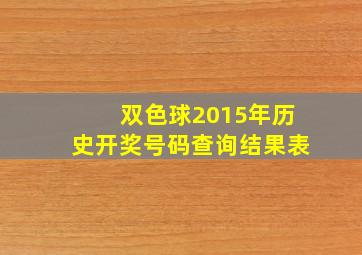 双色球2015年历史开奖号码查询结果表