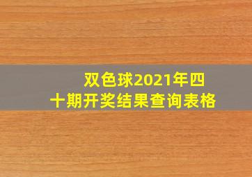 双色球2021年四十期开奖结果查询表格