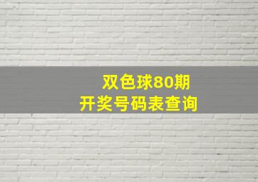 双色球80期开奖号码表查询