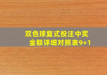 双色球复式投注中奖金额详细对照表9+1