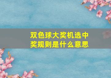 双色球大奖机选中奖规则是什么意思