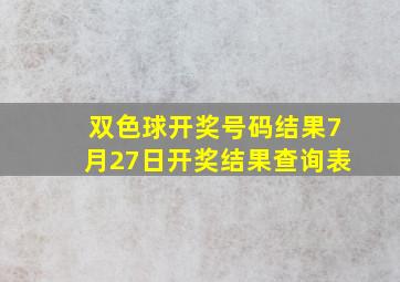 双色球开奖号码结果7月27日开奖结果查询表