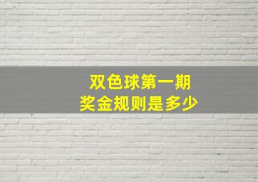 双色球第一期奖金规则是多少