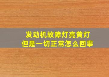 发动机故障灯亮黄灯但是一切正常怎么回事