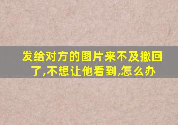 发给对方的图片来不及撤回了,不想让他看到,怎么办