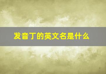 发音丁的英文名是什么