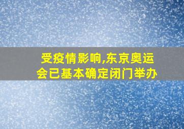 受疫情影响,东京奥运会已基本确定闭门举办