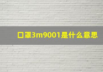 口罩3m9001是什么意思