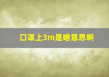 口罩上3m是啥意思啊