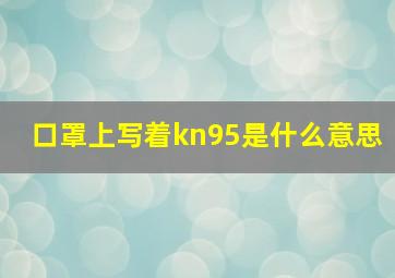 口罩上写着kn95是什么意思