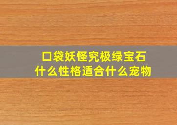 口袋妖怪究极绿宝石什么性格适合什么宠物