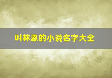 叫林恩的小说名字大全