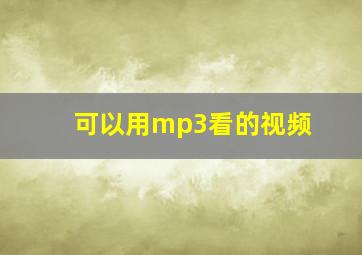 可以用mp3看的视频