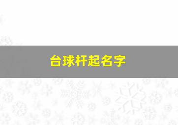 台球杆起名字