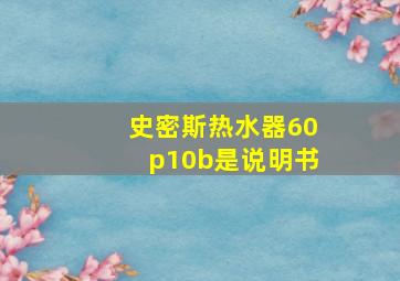 史密斯热水器60p10b是说明书