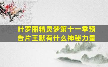 叶罗丽精灵梦第十一季预告片王默有什么神秘力量