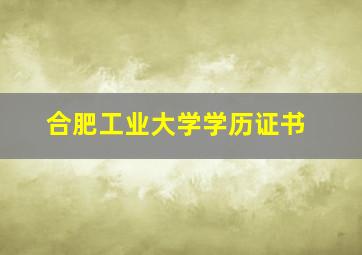 合肥工业大学学历证书