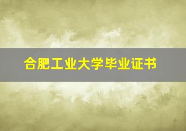 合肥工业大学毕业证书