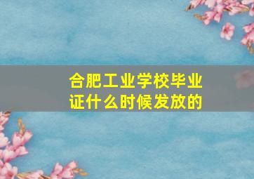 合肥工业学校毕业证什么时候发放的