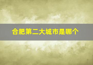 合肥第二大城市是哪个