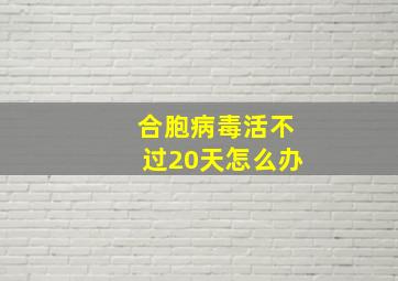 合胞病毒活不过20天怎么办