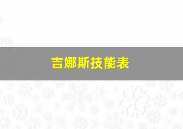 吉娜斯技能表