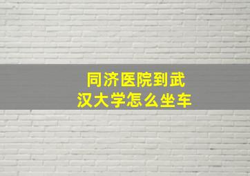 同济医院到武汉大学怎么坐车