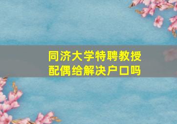 同济大学特聘教授配偶给解决户口吗