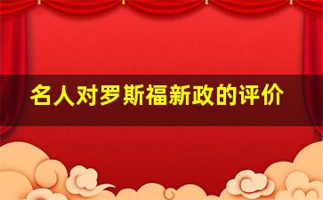 名人对罗斯福新政的评价