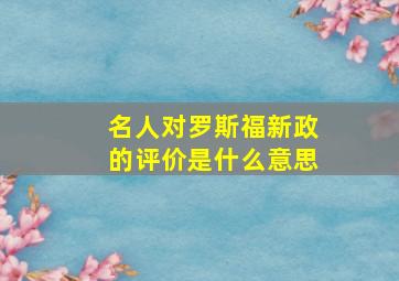 名人对罗斯福新政的评价是什么意思