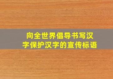 向全世界倡导书写汉字保护汉字的宣传标语