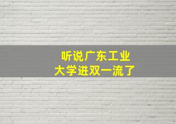 听说广东工业大学进双一流了