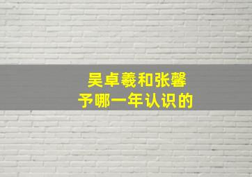 吴卓羲和张馨予哪一年认识的