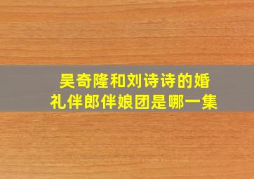 吴奇隆和刘诗诗的婚礼伴郎伴娘团是哪一集