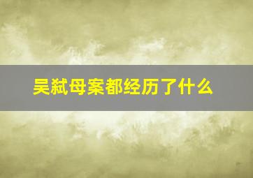 吴弑母案都经历了什么