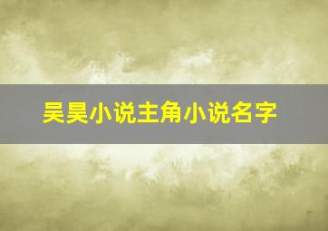 吴昊小说主角小说名字